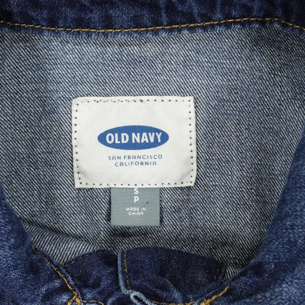 Old Navy Jacket Girls Small Blue Denim Trucker Button Front Jean Pockets